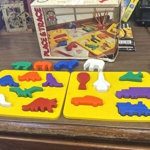 Vintage Discovery Toys Place and Trace Toy Educational Puzzles Set Of 2 In Box